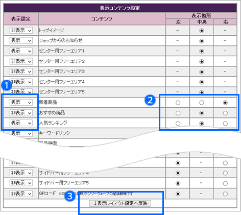 トップページに表示する 新着 おすすめ 人気ランキング 商品のレイアウトを変更する