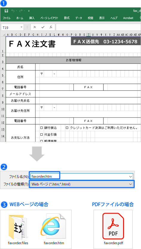 ｆａｘ注文用紙をダウンロードできるようにする